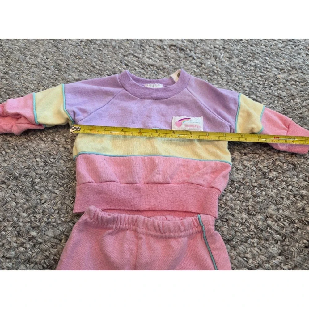 Vintage 80s Health-tex Colorblock Pastel Pink Pajamas Sweatshirt Pants Infant 6m